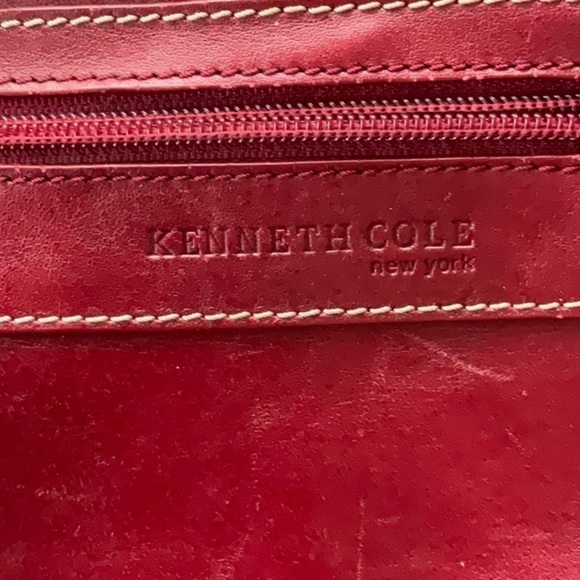 Kenneth Cole Red Burgundy Leather Bag 14 x 9 - Picture 2 of 6